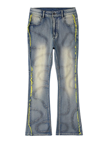 Distressed Loose Flare Denim