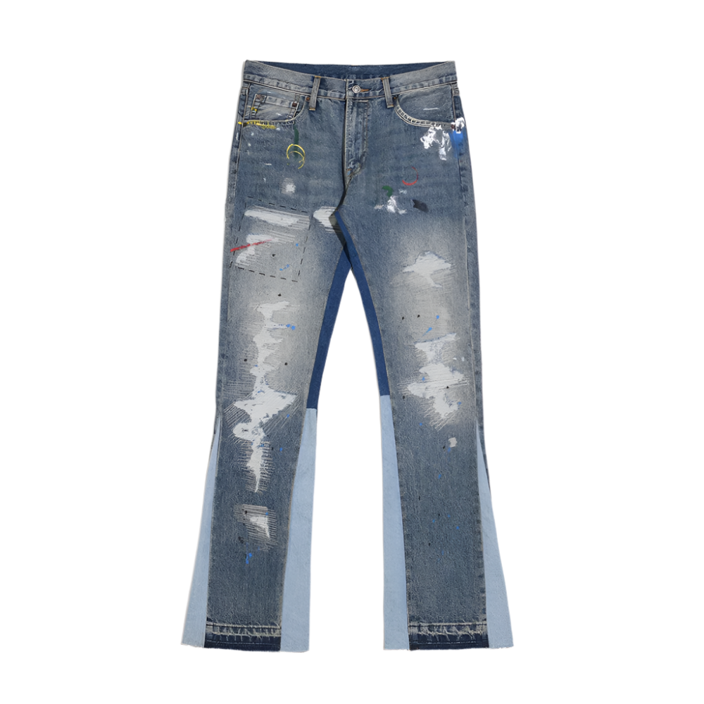 Ink Splash Ripped Jeans – High Street Retro Fit for Men