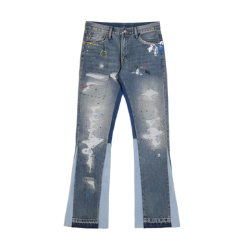 Ink Splash Ripped Jeans – High Street Retro Fit for Men