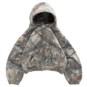 Oversize Camo Zip Up Hoodie